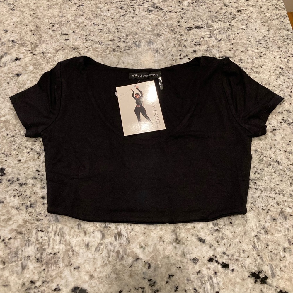 Naked Wardrobe Black Short Sleeve Crop Top